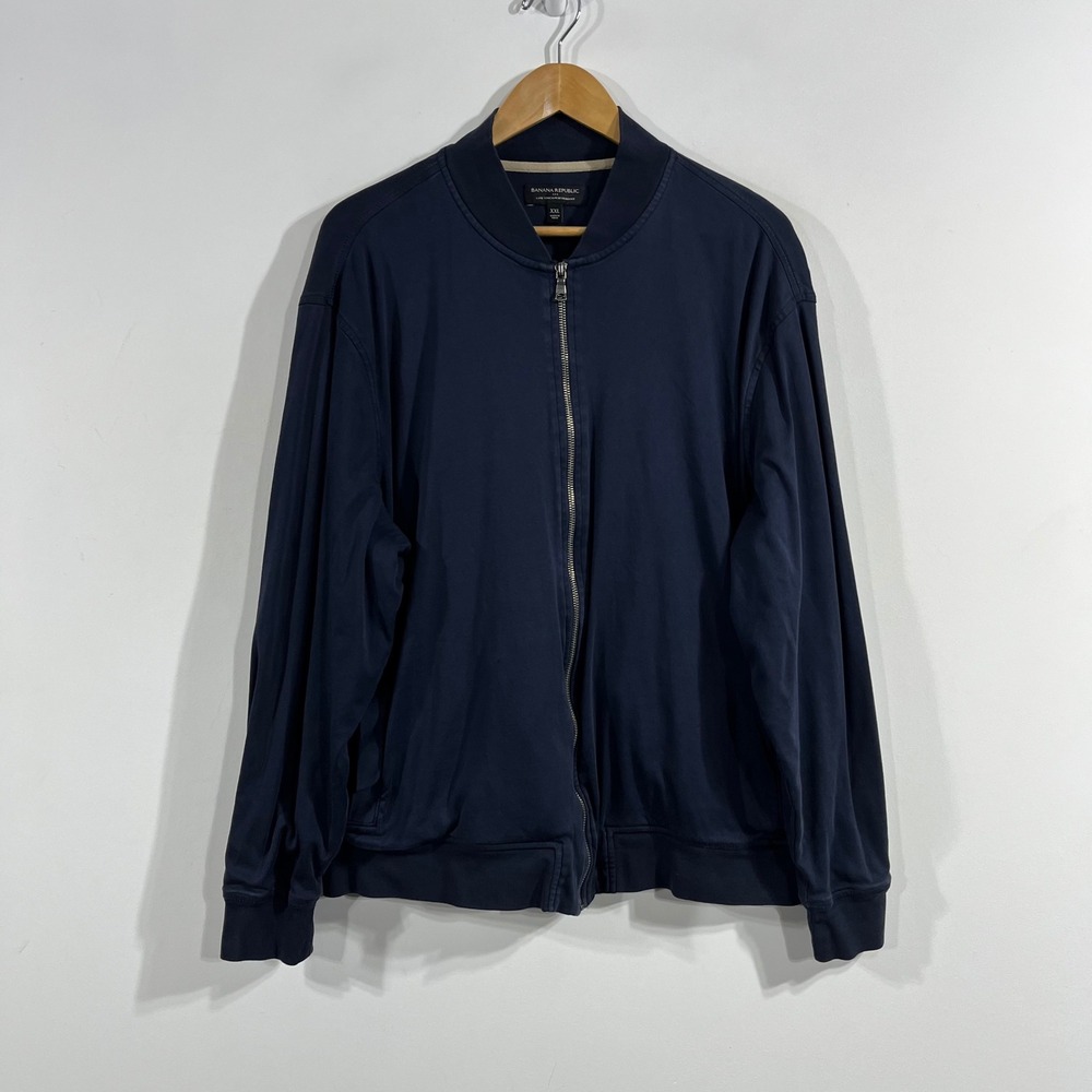 Banana Republic Navy Luxe Touch Performance Ivy Bomber Jacket Men XXL Athleisure